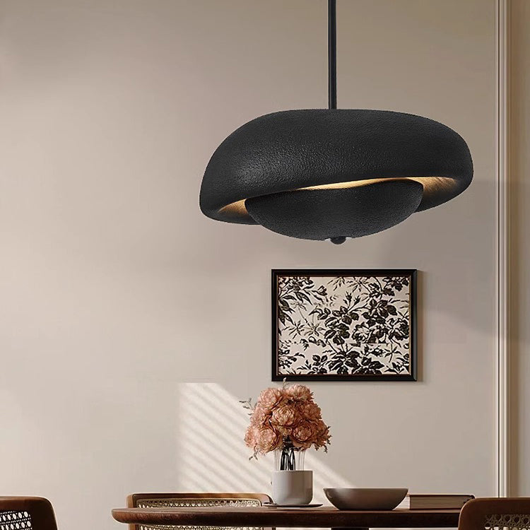 Traditional Japanese Resin Irregular Round 3-Light Chandelier For Bedroom & Living Room