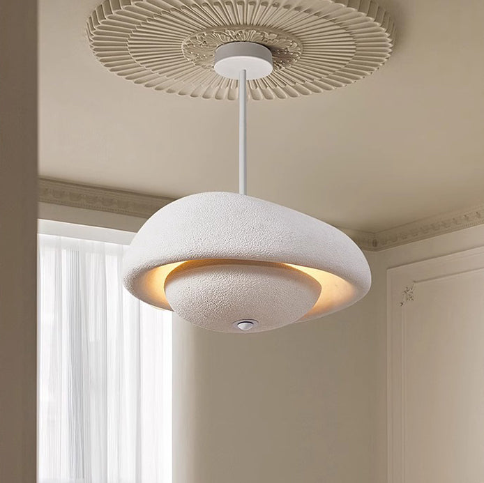 Traditional Japanese Resin Irregular Round 3-Light Chandelier For Bedroom & Living Room