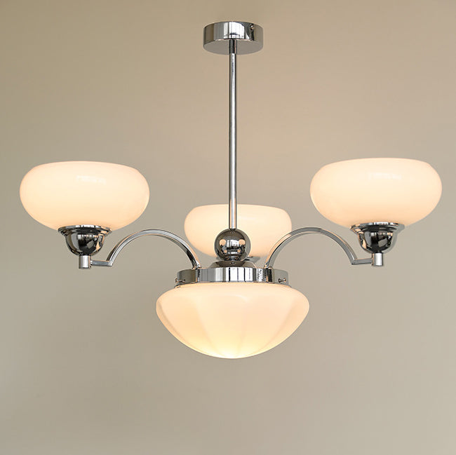 Traditional French Glass Metal Branch Curved Round 4/6-Light Chandelier For Living Room & Dining Room