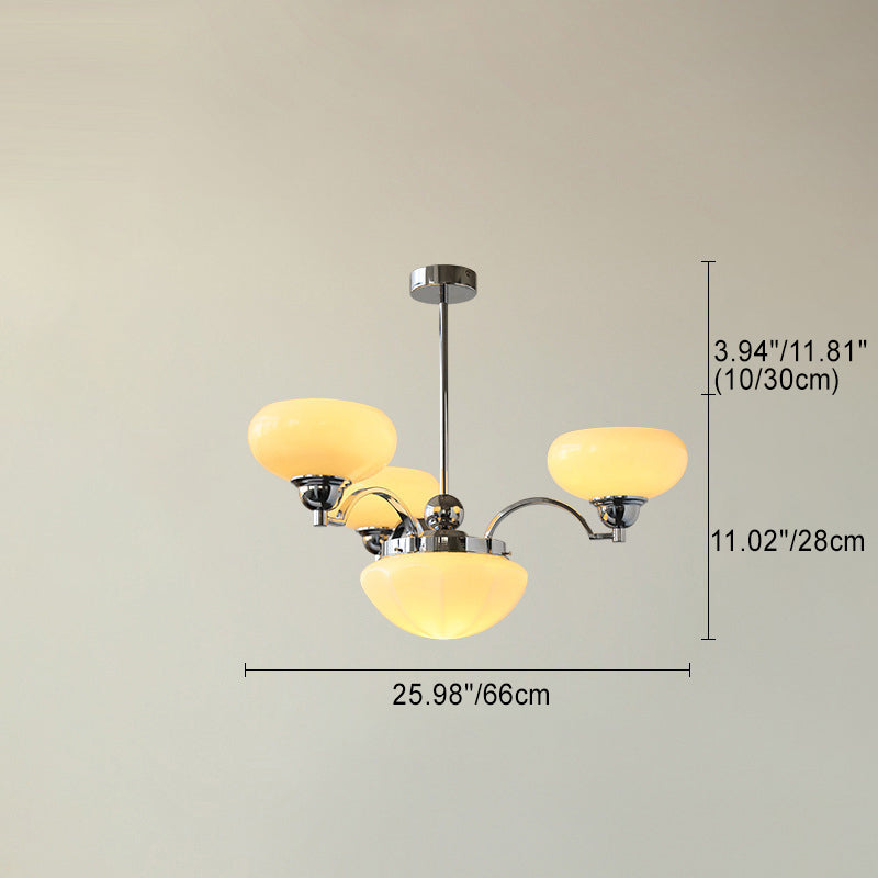 Traditional French Glass Metal Branch Curved Round 4/6-Light Chandelier For Living Room & Dining Room