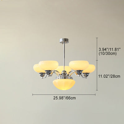 Traditional French Glass Metal Branch Curved Round 4/6-Light Chandelier For Living Room & Dining Room