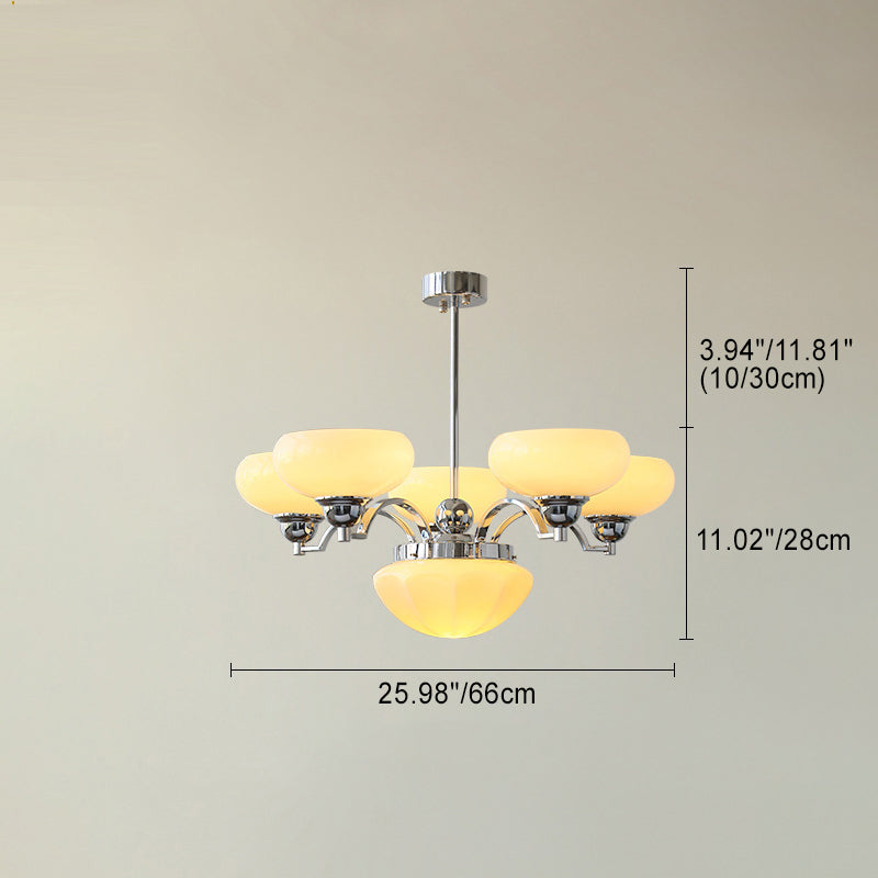 Traditional French Glass Metal Branch Curved Round 4/6-Light Chandelier For Living Room & Dining Room