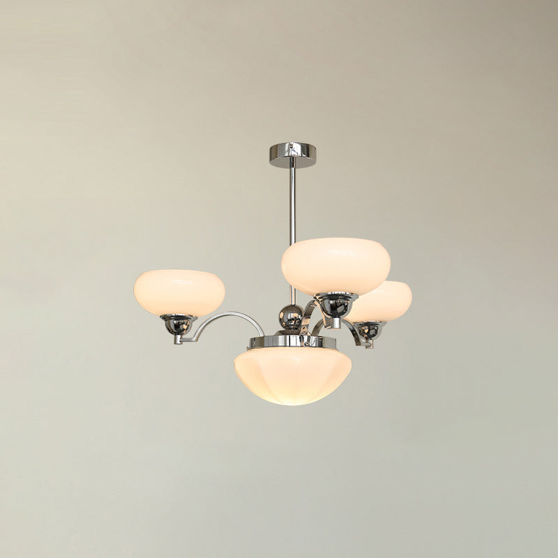 Traditional French Glass Metal Branch Curved Round 4/6-Light Chandelier For Living Room & Dining Room