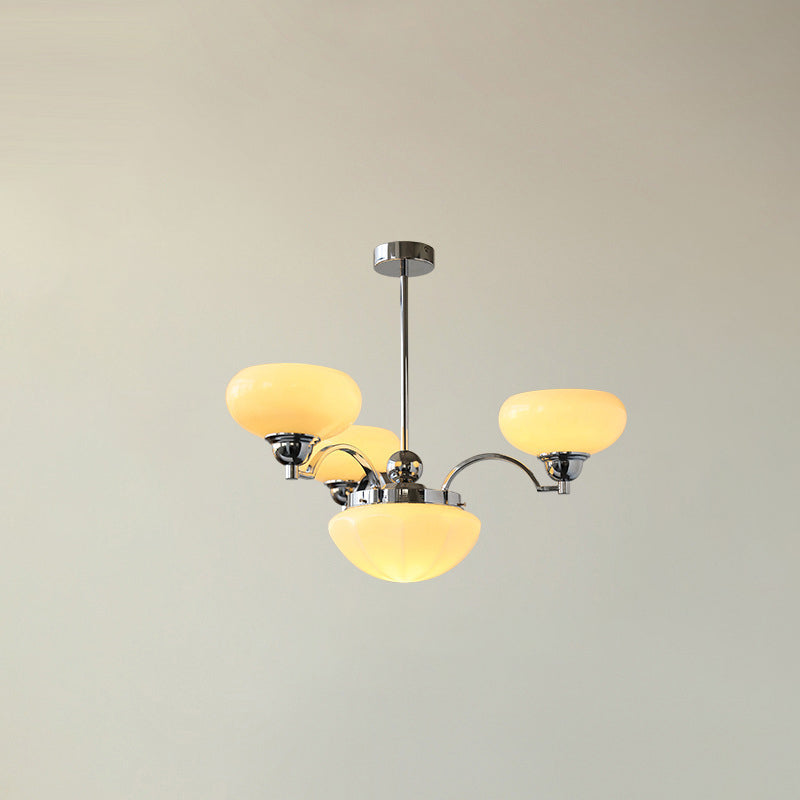 Traditional French Glass Metal Branch Curved Round 4/6-Light Chandelier For Living Room & Dining Room