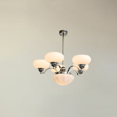 Traditional French Glass Metal Branch Curved Round 4/6-Light Chandelier For Living Room & Dining Room
