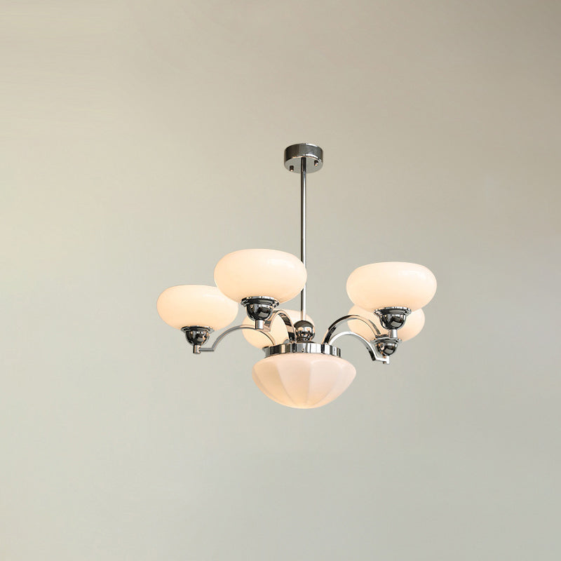 Traditional French Glass Metal Branch Curved Round 4/6-Light Chandelier For Living Room & Dining Room
