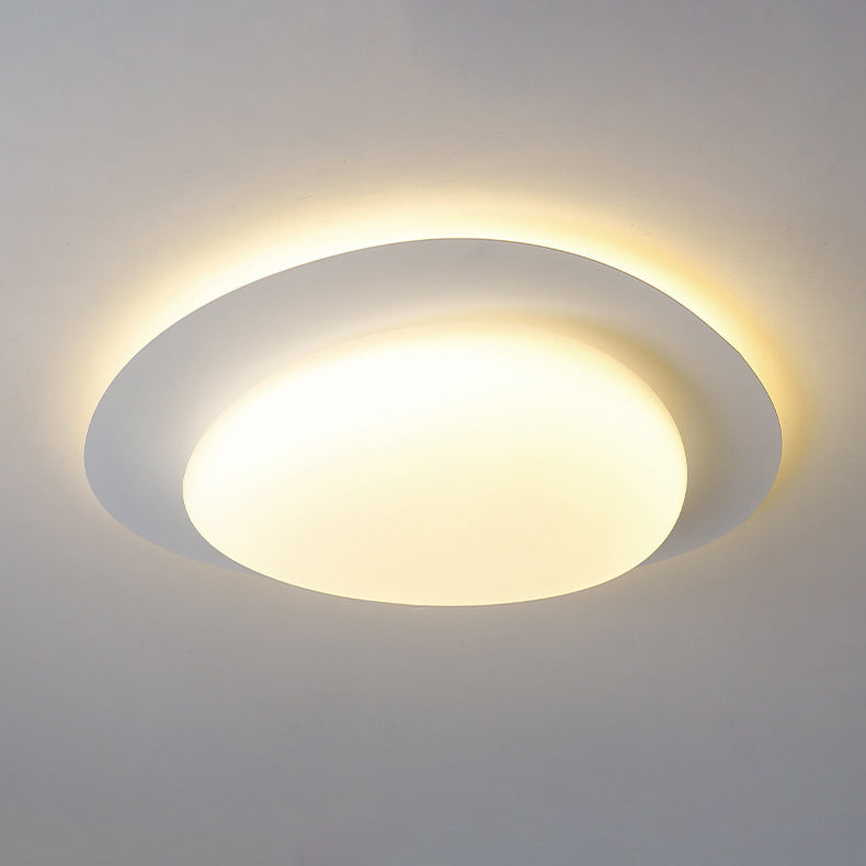 Modern Minimalist Acrylic Iron Pebble-Shaped LED Flush Mount Ceiling Light For Bedroom & Living Room