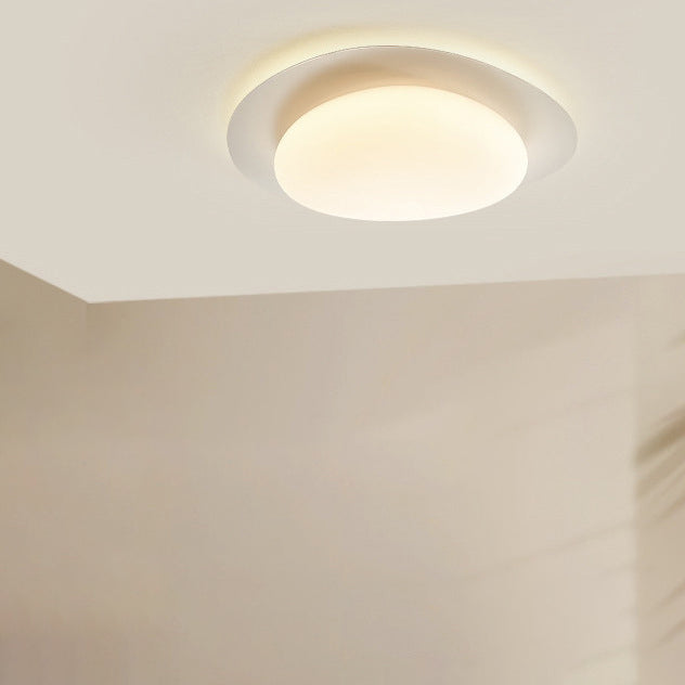 Modern Minimalist Acrylic Iron Pebble-Shaped LED Flush Mount Ceiling Light For Bedroom & Living Room