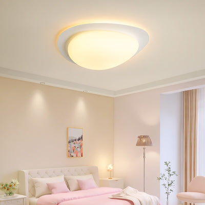 Modern Minimalist Acrylic Iron Pebble-Shaped LED Flush Mount Ceiling Light For Bedroom & Living Room