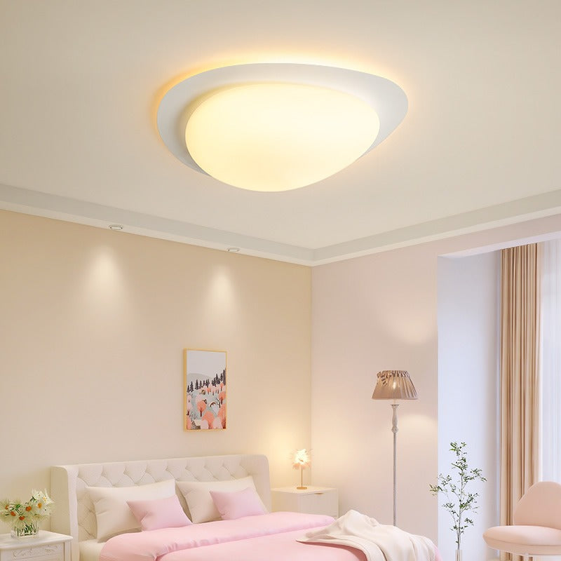 Modern Minimalist Acrylic Iron Pebble-Shaped LED Flush Mount Ceiling Light For Bedroom & Living Room