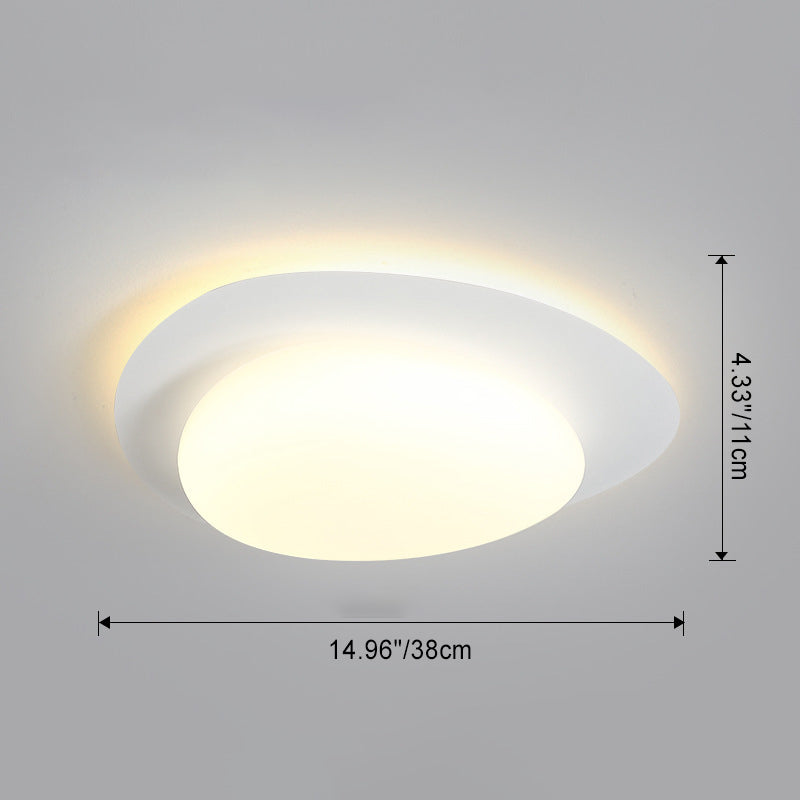 Modern Minimalist Acrylic Iron Pebble-Shaped LED Flush Mount Ceiling Light For Bedroom & Living Room