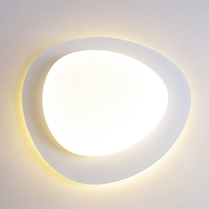 Modern Minimalist Acrylic Iron Pebble-Shaped LED Flush Mount Ceiling Light For Bedroom & Living Room