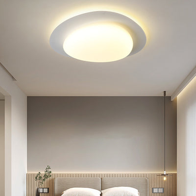 Modern Minimalist Acrylic Iron Pebble-Shaped LED Flush Mount Ceiling Light For Bedroom & Living Room