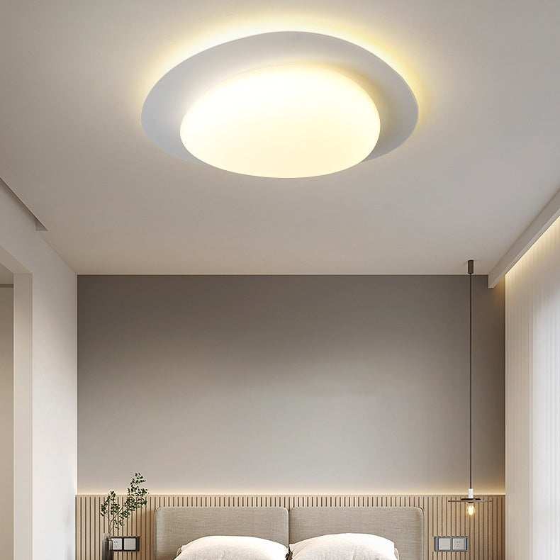 Modern Minimalist Acrylic Iron Pebble-Shaped LED Flush Mount Ceiling Light For Bedroom & Living Room