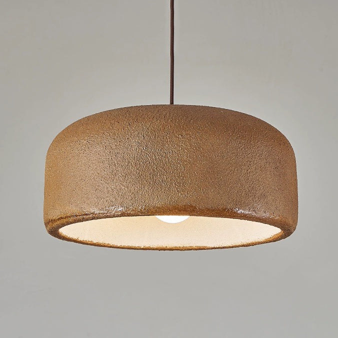Traditional Japanese Resin Fiberglass Dome-Shaped 1-Light Pendant Light For Dining Room & Living Room