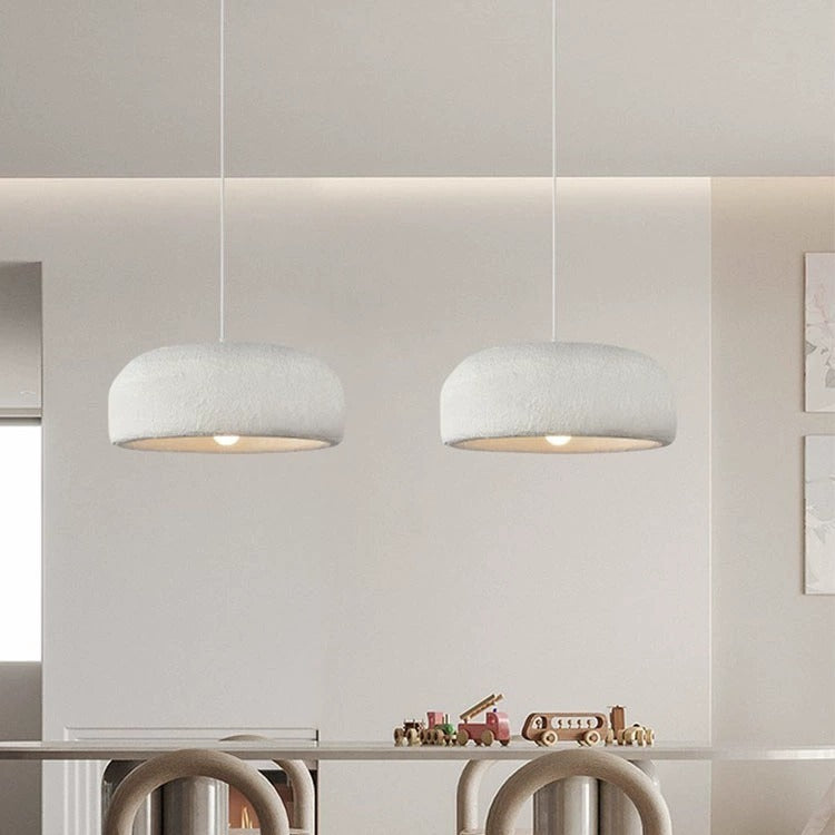 Traditional Japanese Resin Fiberglass Dome-Shaped 1-Light Pendant Light For Dining Room & Living Room