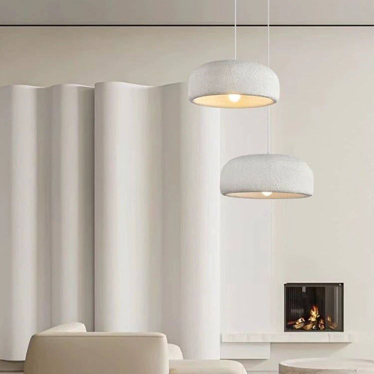 Traditional Japanese Resin Fiberglass Dome-Shaped 1-Light Pendant Light For Dining Room & Living Room