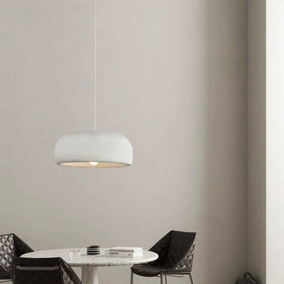 Traditional Japanese Resin Fiberglass Dome-Shaped 1-Light Pendant Light For Dining Room & Living Room