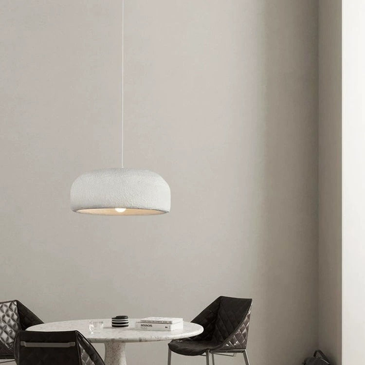 Traditional Japanese Resin Fiberglass Dome-Shaped 1-Light Pendant Light For Dining Room & Living Room