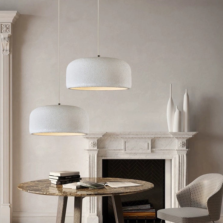 Traditional Japanese Resin Fiberglass Dome-Shaped 1-Light Pendant Light For Dining Room & Living Room
