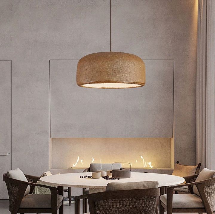 Traditional Japanese Resin Fiberglass Dome-Shaped 1-Light Pendant Light For Dining Room & Living Room
