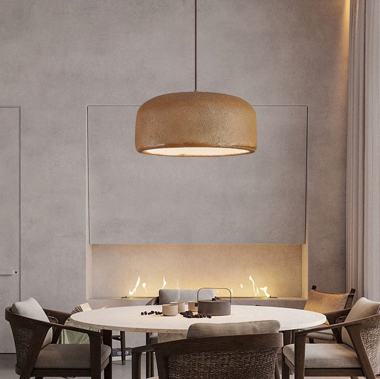Traditional Japanese Resin Fiberglass Dome-Shaped 1-Light Pendant Light For Dining Room & Living Room