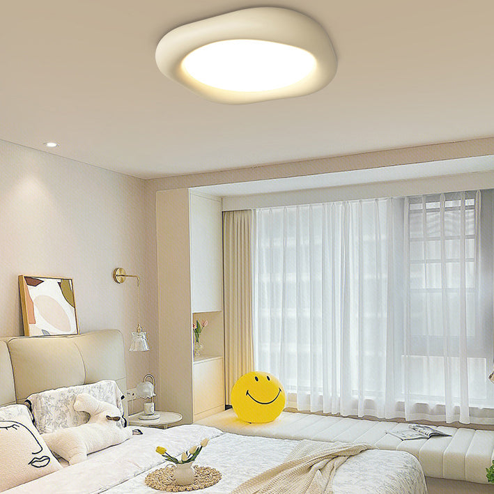 Modern Minimalist Acrylic Resin & Iron Rounded Square LED Flush Mount Ceiling Light For Living Room & Dining Room