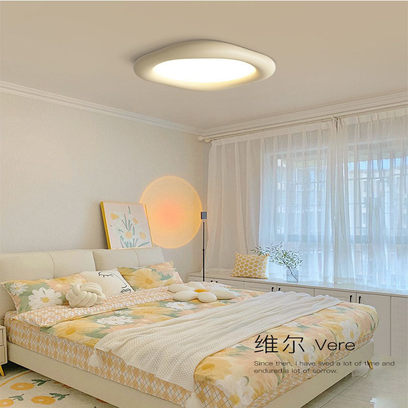 Modern Minimalist Acrylic Resin & Iron Rounded Square LED Flush Mount Ceiling Light For Living Room & Dining Room