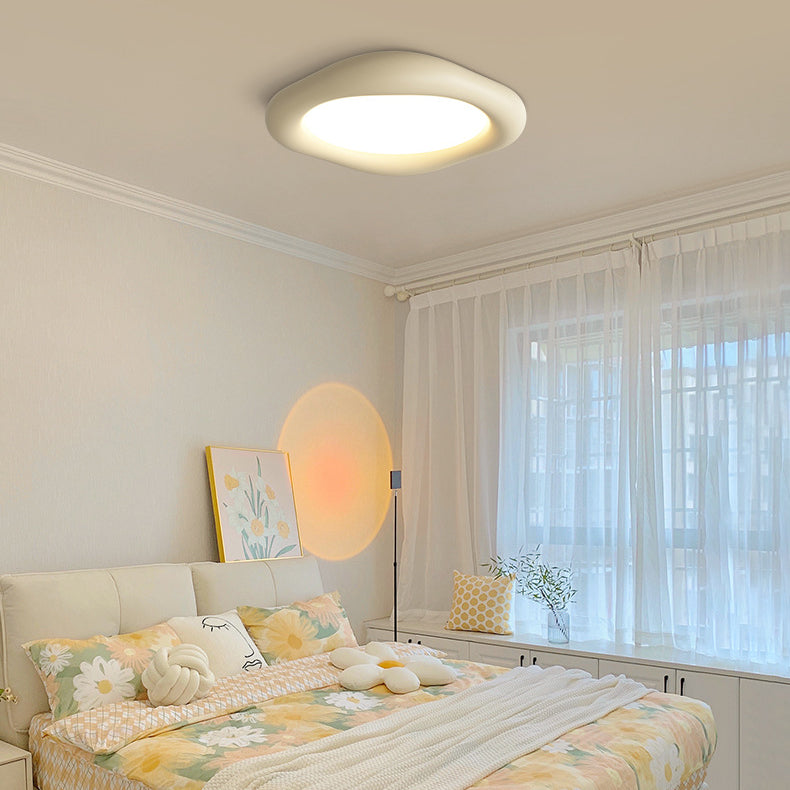 Modern Minimalist Acrylic Resin & Iron Rounded Square LED Flush Mount Ceiling Light For Living Room & Dining Room