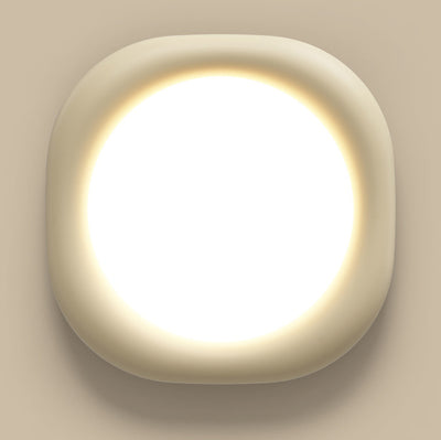 Modern Minimalist Acrylic Resin & Iron Rounded Square LED Flush Mount Ceiling Light For Living Room & Dining Room