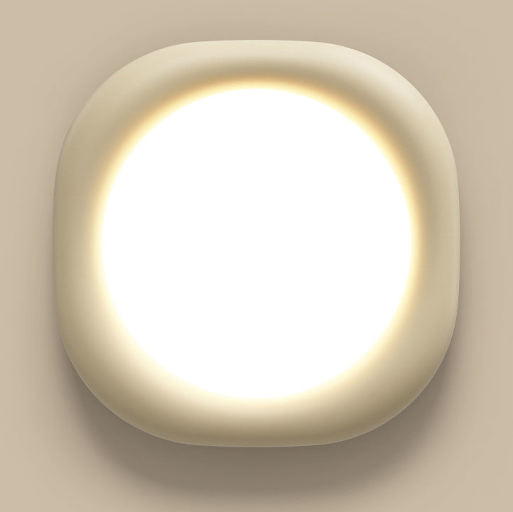 Modern Minimalist Acrylic Resin & Iron Rounded Square LED Flush Mount Ceiling Light For Living Room & Dining Room
