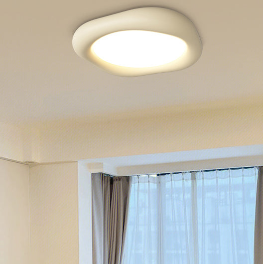 Modern Minimalist Acrylic Resin & Iron Rounded Square LED Flush Mount Ceiling Light For Living Room & Dining Room