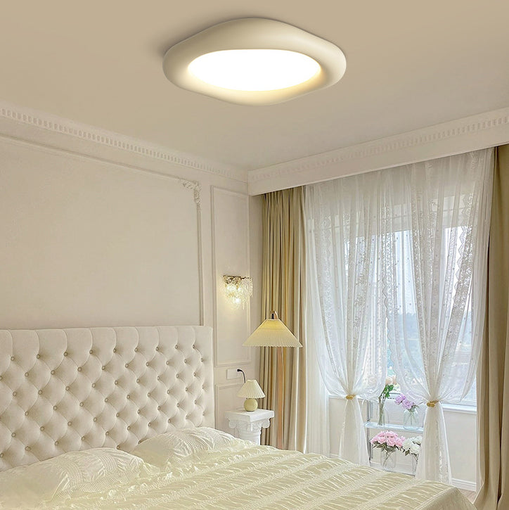 Modern Minimalist Acrylic Resin & Iron Rounded Square LED Flush Mount Ceiling Light For Living Room & Dining Room
