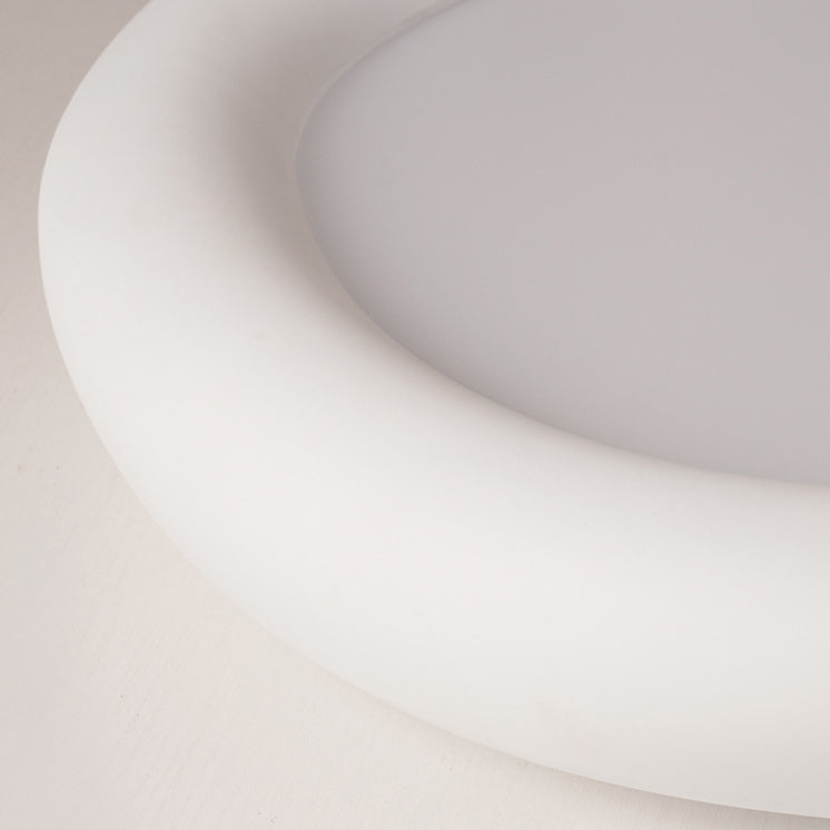 Modern Minimalist Diffuser Panel Resin Iron Pebble-Shaped LED Flush Mount Ceiling Light For Bedroom & Living Room