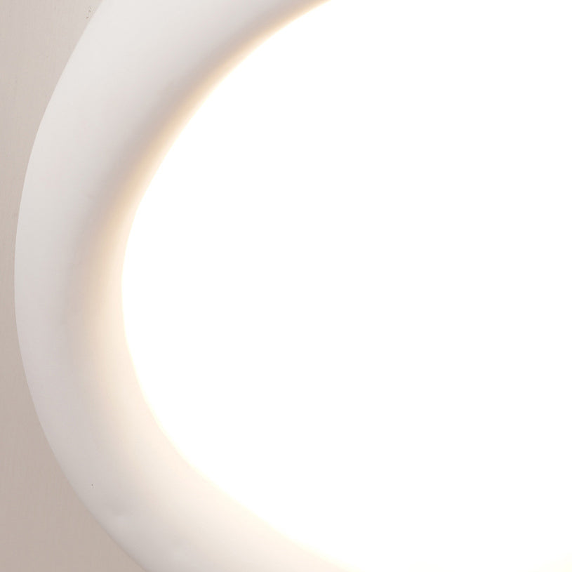 Modern Minimalist Diffuser Panel Resin Iron Pebble-Shaped LED Flush Mount Ceiling Light For Bedroom &amp; Living Room