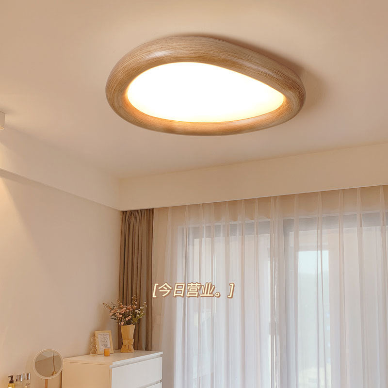 Modern Minimalist Diffuser Panel Resin Iron Pebble-Shaped LED Flush Mount Ceiling Light For Bedroom & Living Room