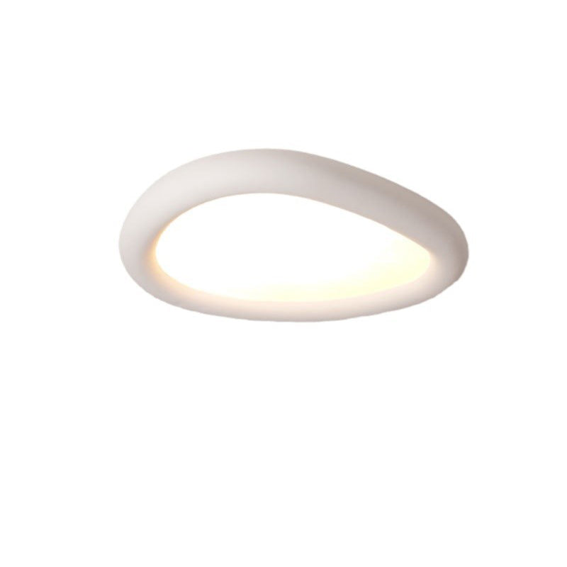 Modern Minimalist Diffuser Panel Resin Iron Pebble-Shaped LED Flush Mount Ceiling Light For Bedroom & Living Room