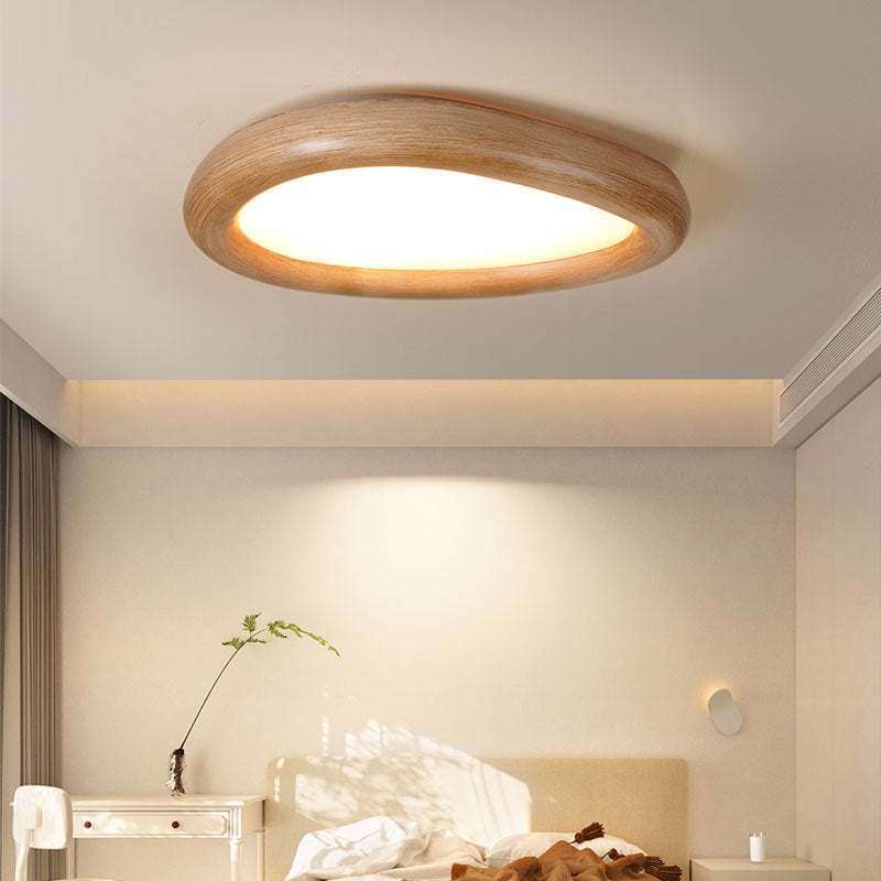 Modern Minimalist Diffuser Panel Resin Iron Pebble-Shaped LED Flush Mount Ceiling Light For Bedroom & Living Room