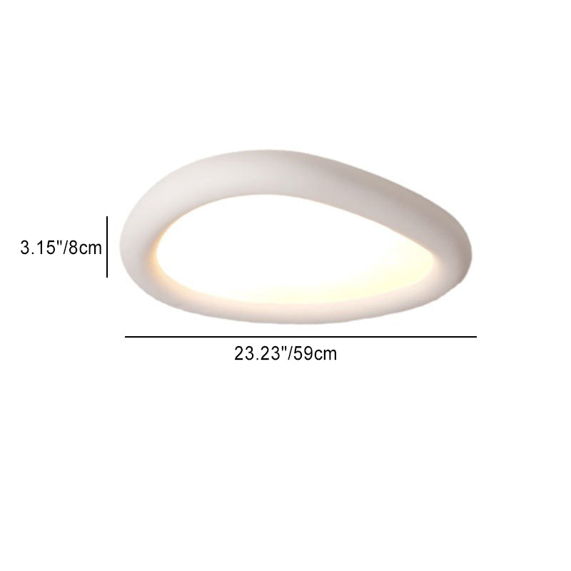Modern Minimalist Diffuser Panel Resin Iron Pebble-Shaped LED Flush Mount Ceiling Light For Bedroom & Living Room