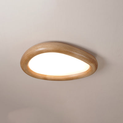 Modern Minimalist Diffuser Panel Resin Iron Pebble-Shaped LED Flush Mount Ceiling Light For Bedroom & Living Room