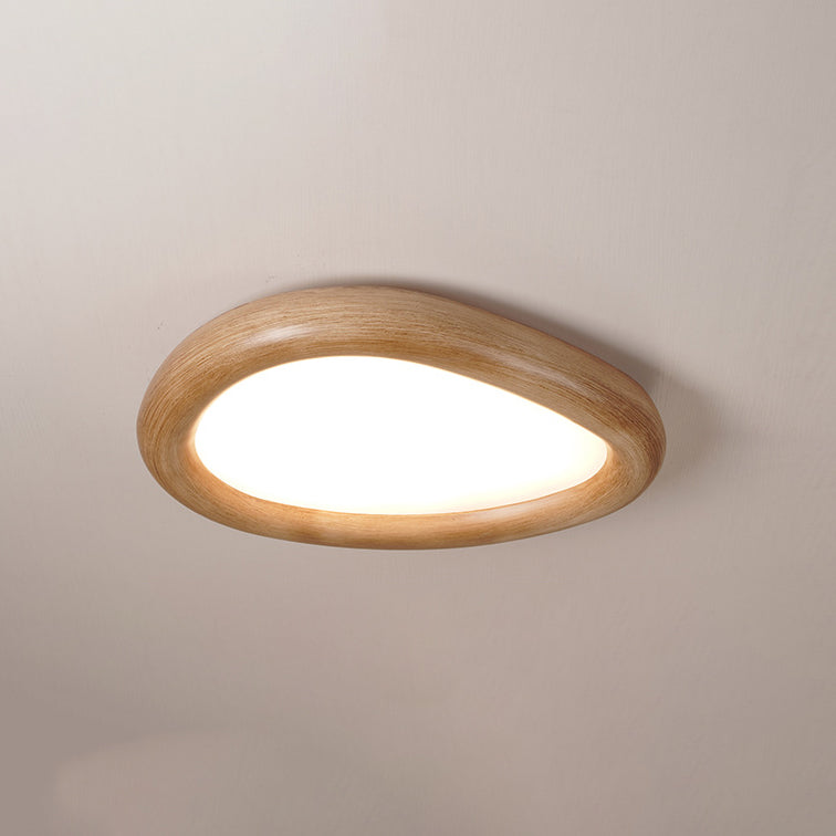 Modern Minimalist Diffuser Panel Resin Iron Pebble-Shaped LED Flush Mount Ceiling Light For Bedroom & Living Room