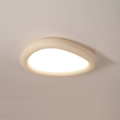 Modern Minimalist Diffuser Panel Resin Iron Pebble-Shaped LED Flush Mount Ceiling Light For Bedroom & Living Room