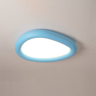 Modern Minimalist Diffuser Panel Resin Iron Pebble-Shaped LED Flush Mount Ceiling Light For Bedroom & Living Room