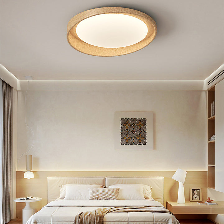 Traditionelle Vintage Deckenleuchte aus Gummibaumholz mit PE-Rund-LED für Schlafzimmer &amp; Wohnzimmer 