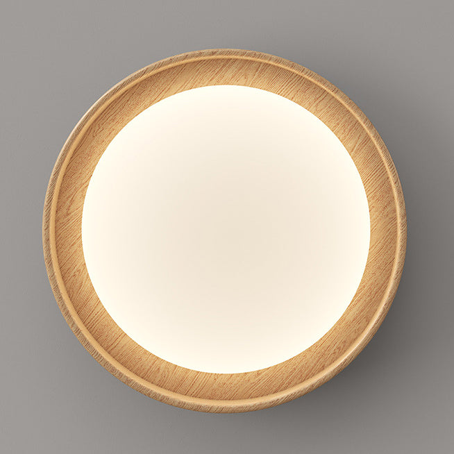 Traditionelle Vintage Deckenleuchte aus Gummibaumholz mit PE-Rund-LED für Schlafzimmer &amp; Wohnzimmer 