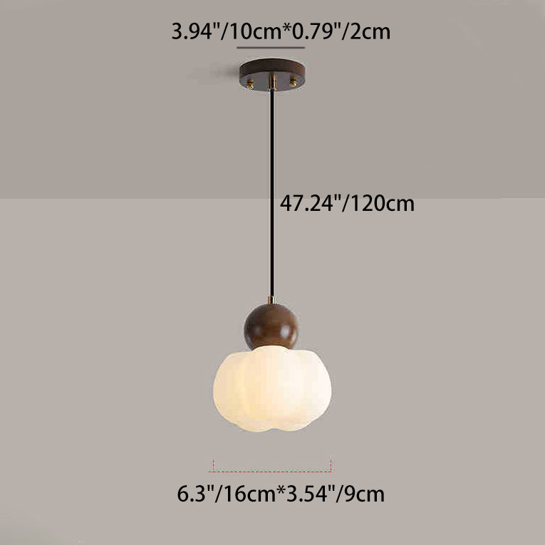 Lustre suspendu traditionnel japonais en métal, caoutchouc, bois rond, citrouille à 1 lumière pour chambre et salon 