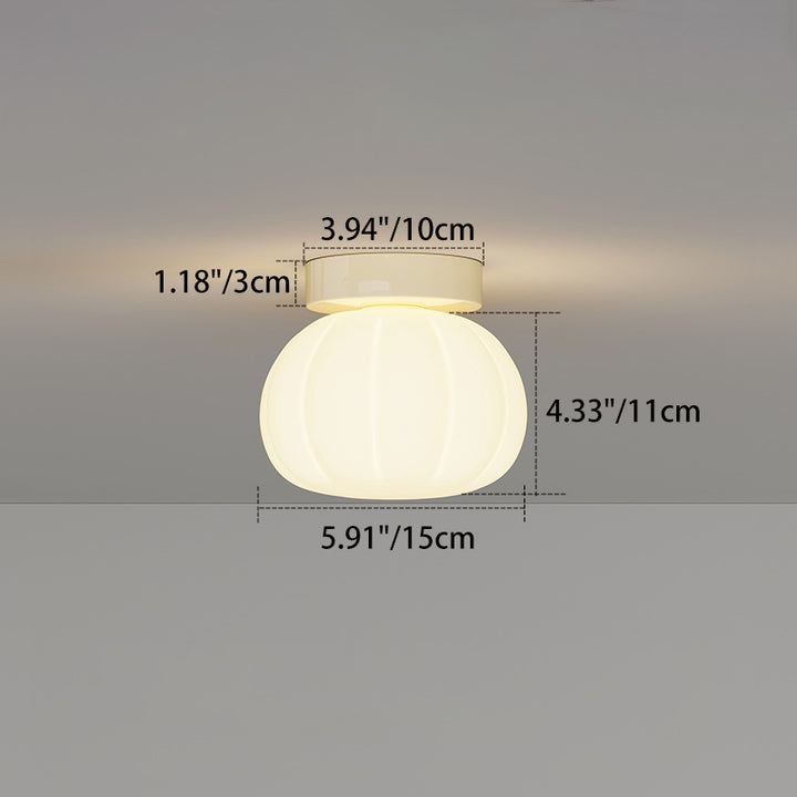 Modern Minimalist PE Iron Pumpkin Round LED Semi-Flush Mount Ceiling Light For Bedroom &amp; Living Room
