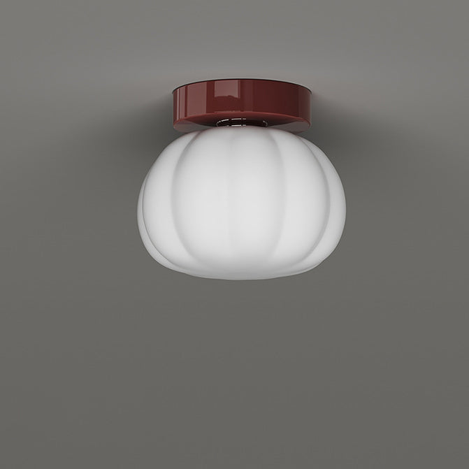 Modern Minimalist PE Iron Pumpkin Round LED Semi-Flush Mount Ceiling Light For Bedroom &amp; Living Room