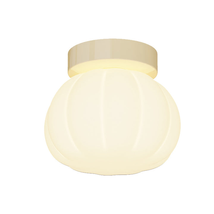 Modern Minimalist PE Iron Pumpkin Round LED Semi-Flush Mount Ceiling Light For Bedroom &amp; Living Room