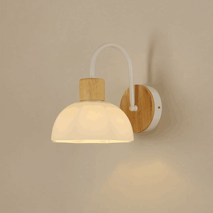 Lámpara de aplique de pared de 1 luz redonda de flores de vidrio cerámico acrílico escandinavo contemporáneo para dormitorio y sala de estar 